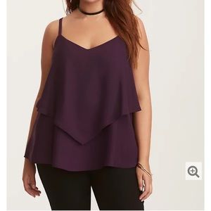 Torrid Purple GEORGETTE LAYERED CRISSCROSS CAMI